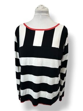 Penny Black Womens Long Sleeve Sweater Silk Blend Knitwear Lightweight Striped L